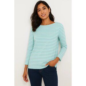 Vineyard Vines Mint & White Striped Sankaty Boat Neck Tee Medium Lightweight Top